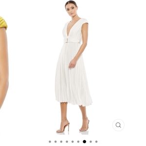 Ieena for Mac Duggal Belted Cap Sleeve A Line/ or Maternity Wedding Dress